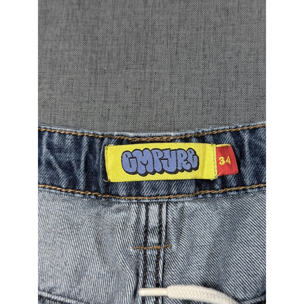 Empyre Loose Fit Blue Denim Skate Jeans Mens 34 Graphic Embroidered - Picture 5 of 11
